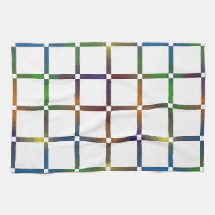 Colourful Blended Rainbow Grid with Negative Space Kitchen Towel