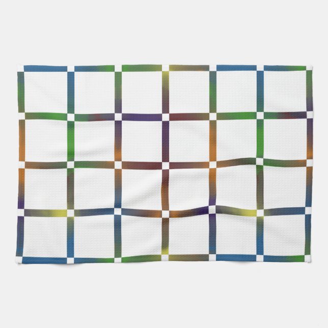 Colourful Blended Rainbow Grid with Negative Space Kitchen Towel (Horizontal)