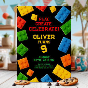 Colourful Block Birthday Party Invitation