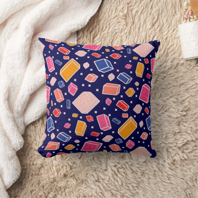 Colourful Block Pattern Drawing Kids Room  Throw Pillow (Blanket)