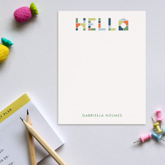 Colourful Blocks Hello Children's Stationery Card