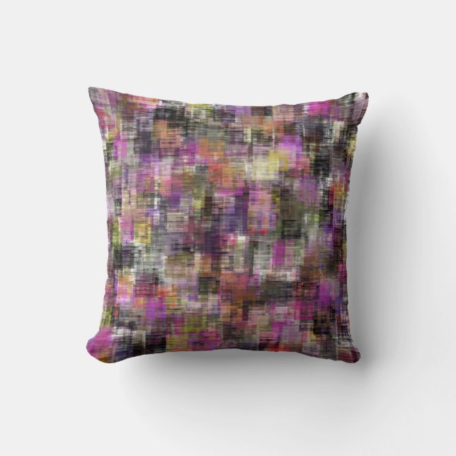 Colourful Blocks Pink To Black Throw Pillow (Front)