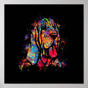 Colourful Bloodhound Portrait Poster