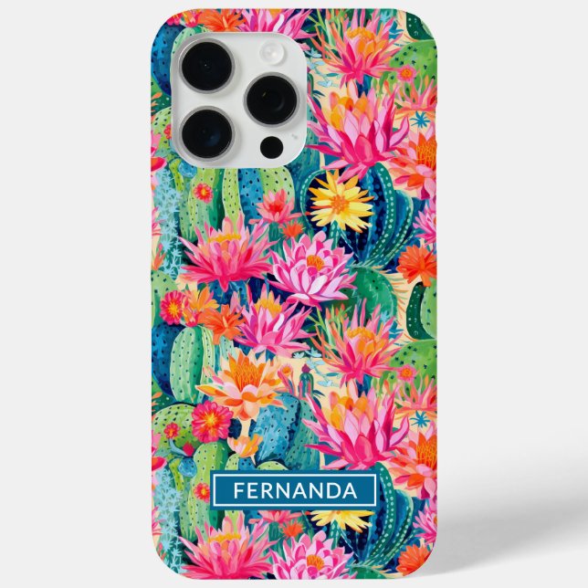 Colourful Blooming Cacti Personalized Case-Mate iPhone Case (Back)
