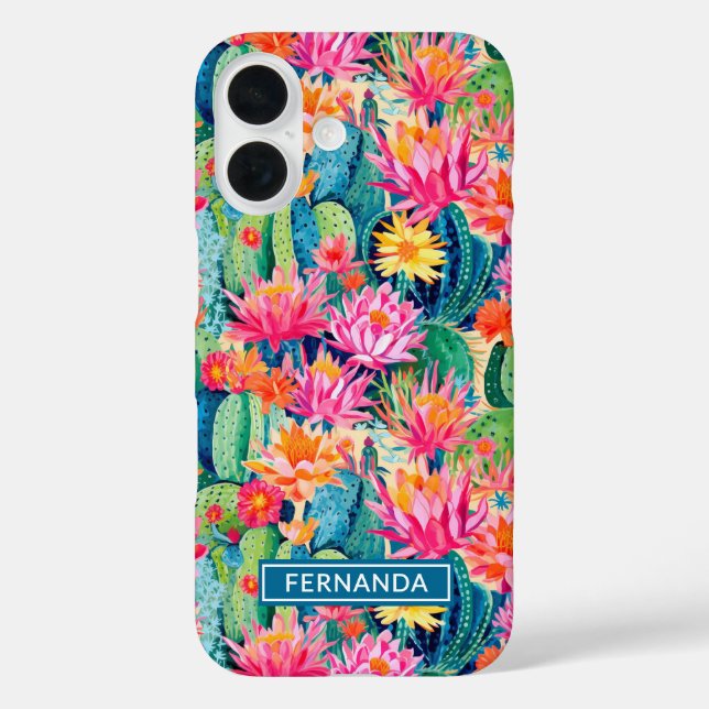 Colourful Blooming Cacti Personalized Case-Mate iPhone Case (Back)