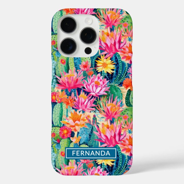 Colourful Blooming Cacti Personalized Case-Mate iPhone Case (Back)