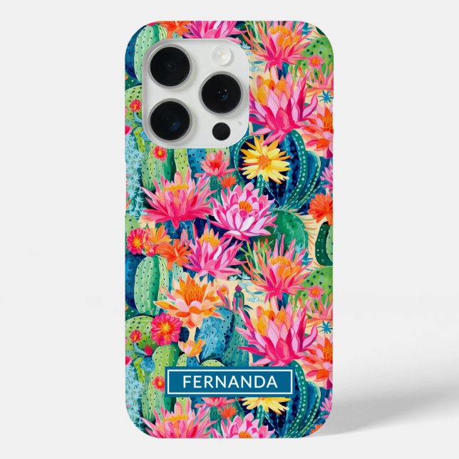 Colourful Blooming Cacti Personalized Case-Mate iPhone Case (Back)