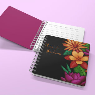 Colourful Blooming Floral Flowers Typography Notebook