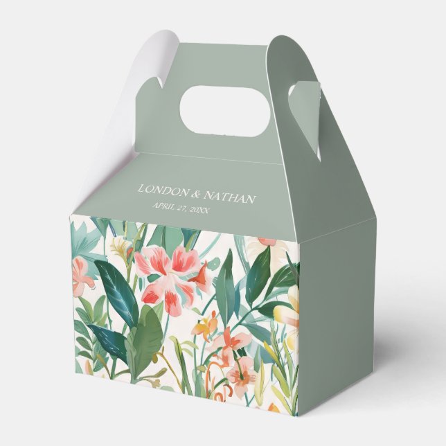 Colourful Blooming Floral Wedding  Favor Box (Front Side)