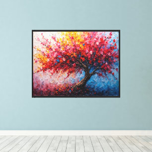 Colourful Blooming Tree – Impasto Oil Painting Canvas Print