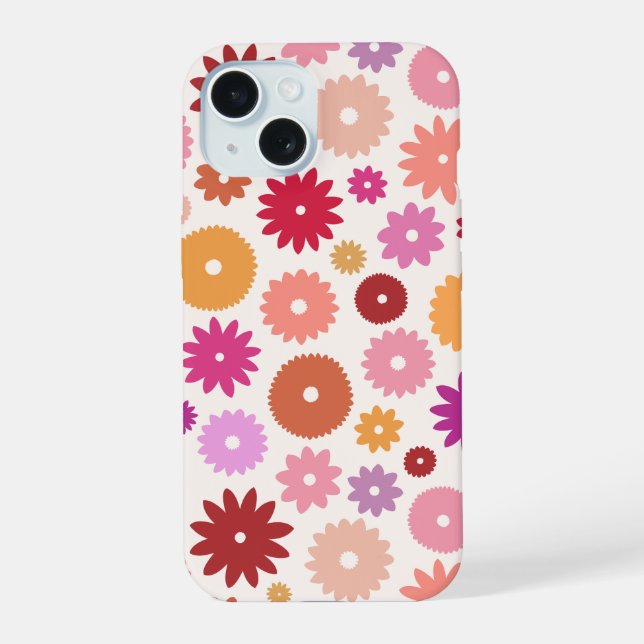 Colourful Blooms Big Pattern iPhone 15 Case (Back)
