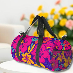 Colourful Blooms-Dopamine Style-Retro Flowers Duffle Bag