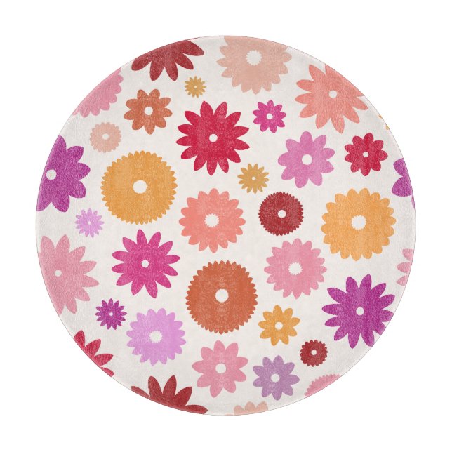Colourful Blooms Large Pattern Cutting Board (Front)