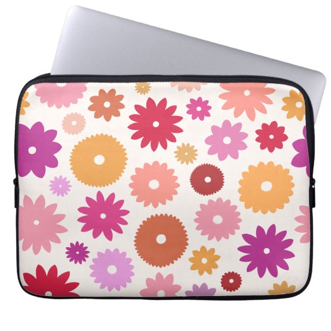 Colourful Blooms Large Pattern Laptop Sleeve (Front)
