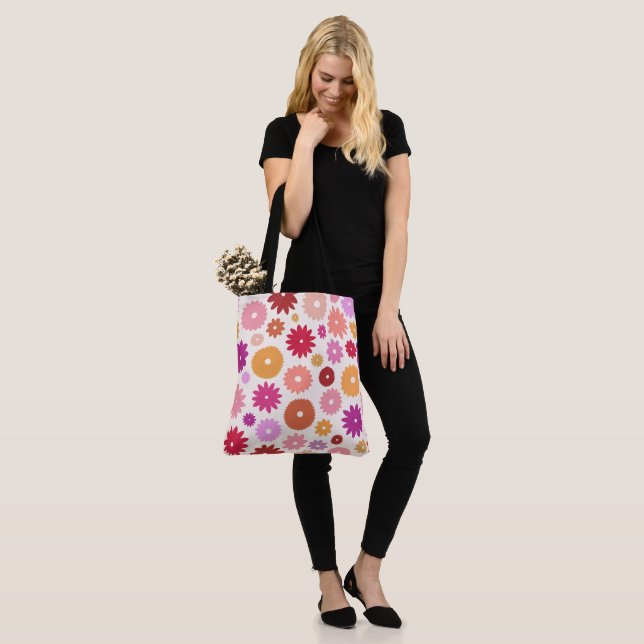Colourful Blooms Large Pattern Tote Bag (On Model)