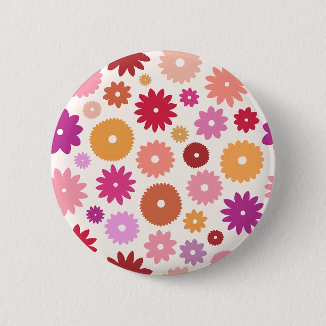 Colourful Blooms Pattern 2 Inch Round Button (Front)