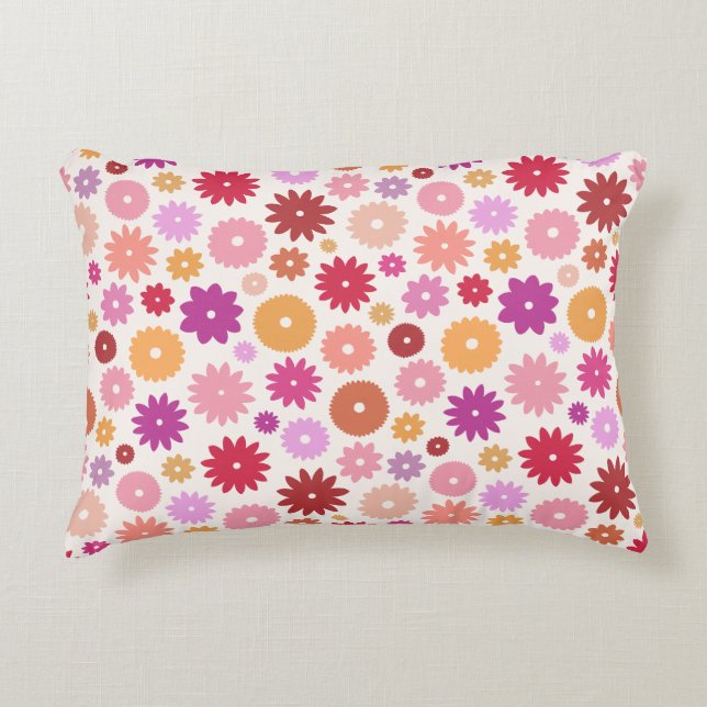 Colourful Blooms Pattern Accent Pillow (Front)