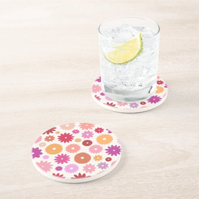 Colourful Blooms Pattern Coaster (Side)