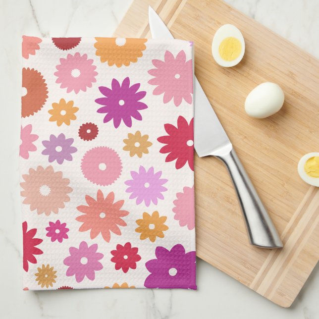 Colourful Blooms Pattern Kitchen Towel (Quarter Fold)