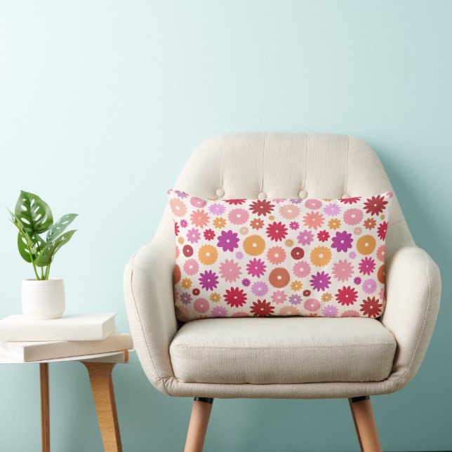 Colourful Blooms Pattern Lumbar Pillow (Chair)