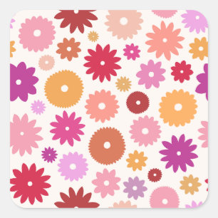 Colourful Blooms Pattern Square Sticker