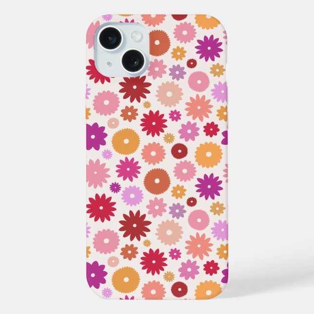 Colourful Blooms Repeat Pattern iPhone Case (Back)