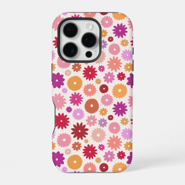 Colourful Blooms Repeat Pattern iPhone Case (Back)
