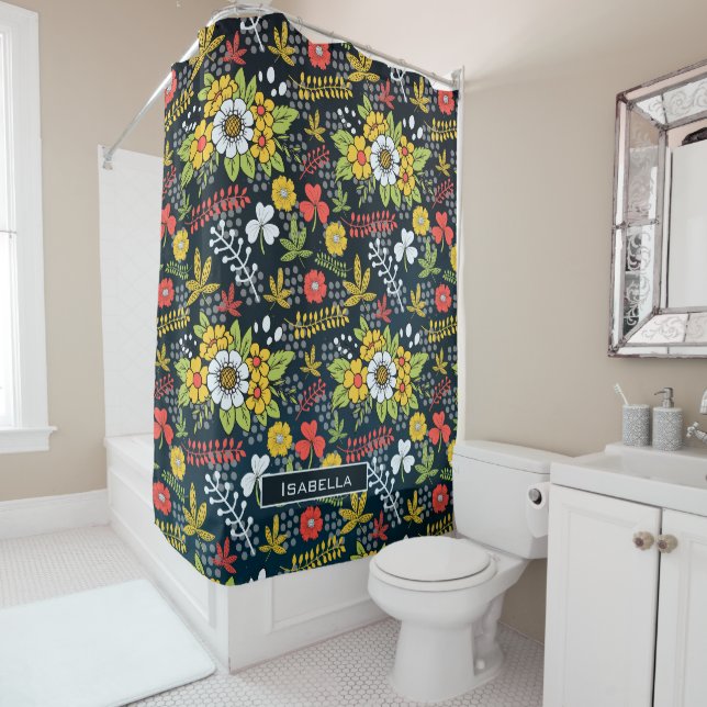 Colourful blossom floral pattern personalized name (In Situ)
