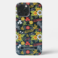 Colourful blossom floral pattern personalized name