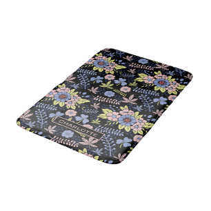 Colourful blossom floral seamless pattern with nam bath mat