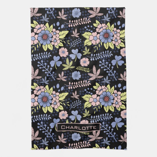 Colourful blossom floral seamless pattern with nam kitchen towel (Vertical)