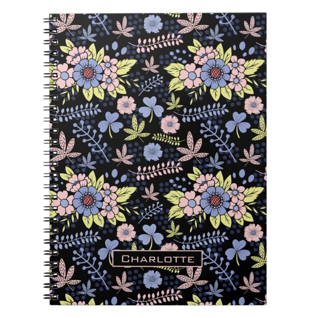 Colourful blossom floral seamless pattern with nam notebook (Front)