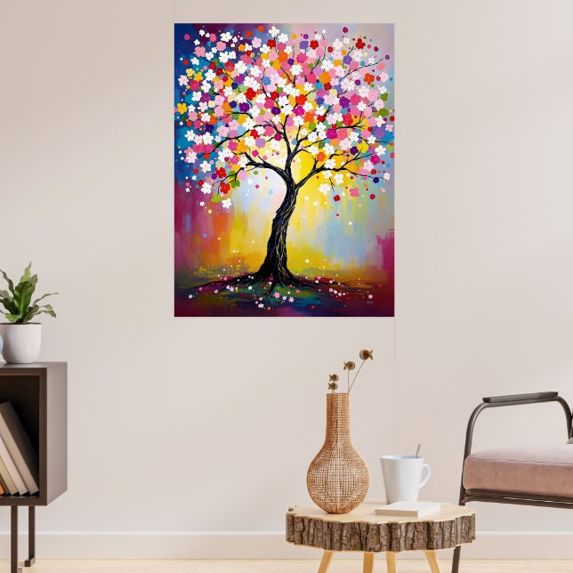 Colourful Blossom Tree Poster (Living Room 3)