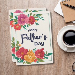 Colourful Blossoms Happy Father's Day Card