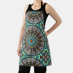 Colourful Blown Glass Balls Mandala Apron