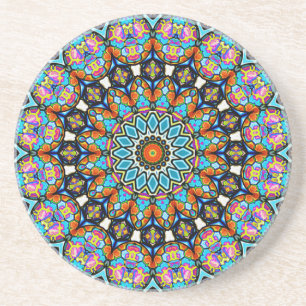Colourful Blown Glass Balls Mandala Coaster