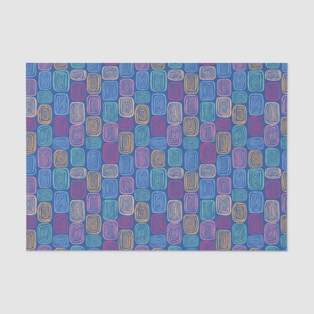 Colourful blue abstract pattern tissue paper (Front)
