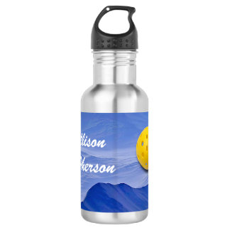 Colourful Blue Abstract with Pickleball and Name 532 Ml Water Bottle