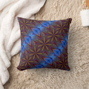 Colourful Blue And Brown Abstract Pattern Throw Pillow