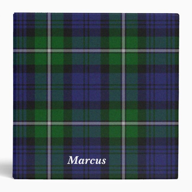 Colourful Blue and Green Forbes Plaid Binder (Front)