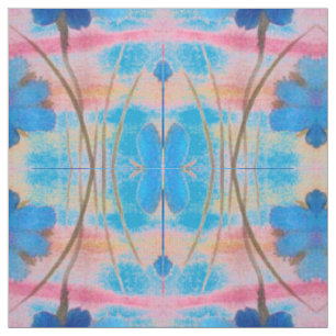 Colourful Blue and Pink Floral Print Fabric