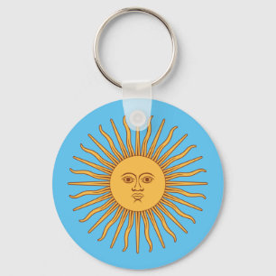 Colourful Blue and Yellow Smiling Sun of May Keychain