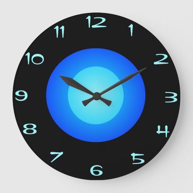 Colourful Blue/Aqua/Black  >Round Wall Clock (Front)