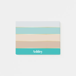 Colourful Blue Beige Personalized Colour Stripes Post-it Notes
