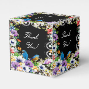 Colourful Blue Birds And Botanical Floral Favor Box