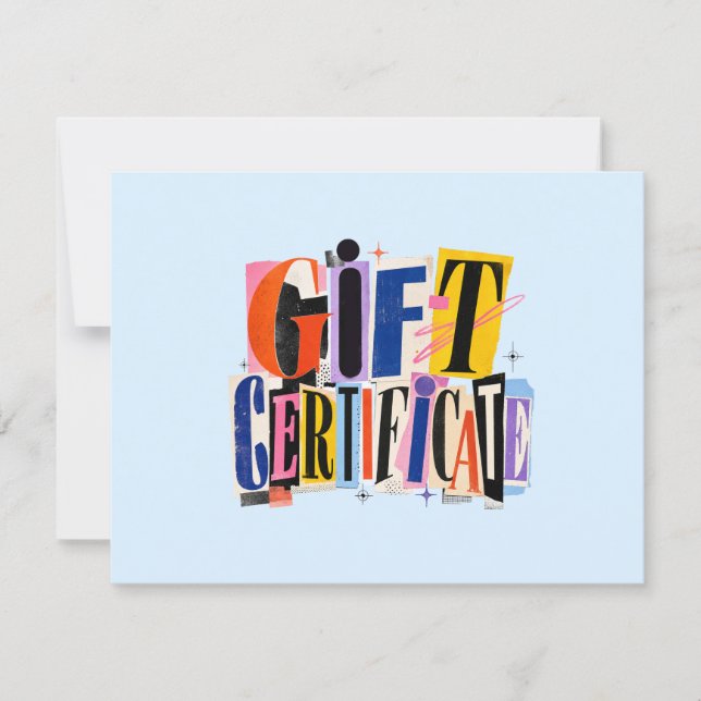 Colourful Blue Business Gift Certificate (Front)