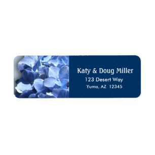 Colourful blue floral hydrangea address labels