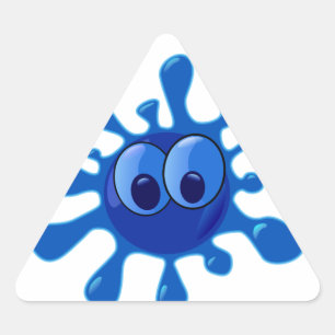 Colourful Blue Funny Splat Pattern Triangle Sticker