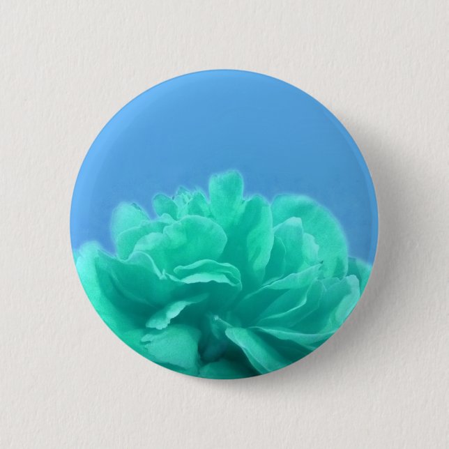 Colourful Blue Green Floral 2 Inch Round Button (Front)