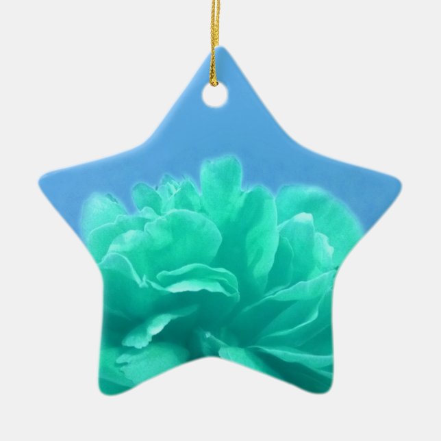 Colourful Blue Green Floral Ceramic Ornament (Front)